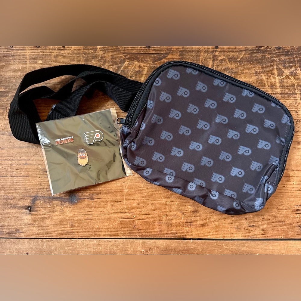 Philadelphia Flyers Hockey Logo Sling Bag Crossbody with Pins Gritty Logo Philly
